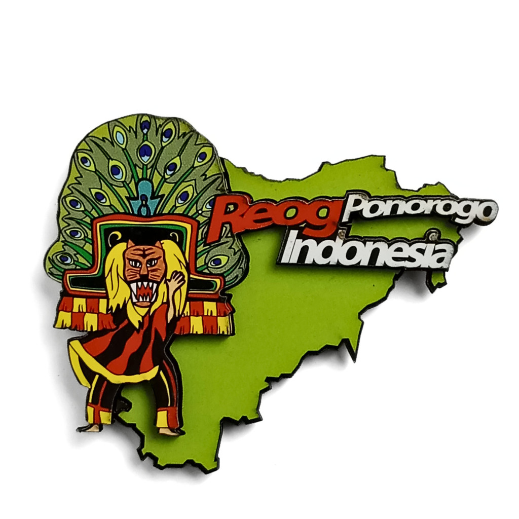 Souvenir magnet kulkas Tarian Reog Ponorogo oleh negara Indonesia