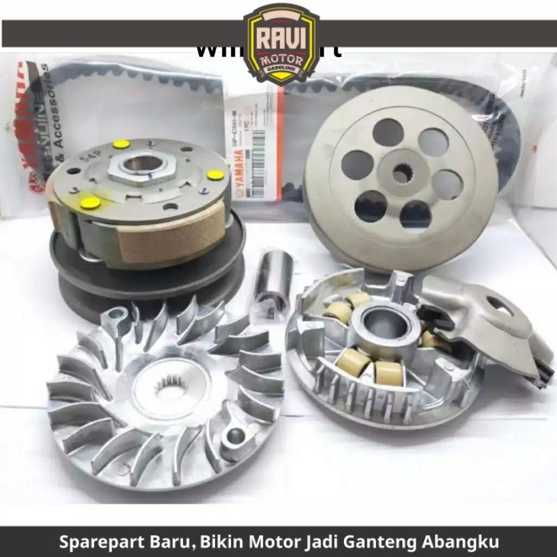 Paket Cvt Lengkap Rumah Roller Assy Set + Pully Assy + Kipas + Vanbelt Mio J Mio soul GT 115 Mio GT 