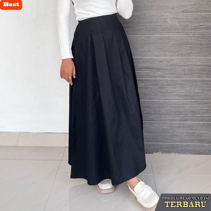 rok wanita kekinian Sovia Skirt Rok Vintage Wanita Highwaist Maxi Katun Nyaman Rok Panjang Wanita St