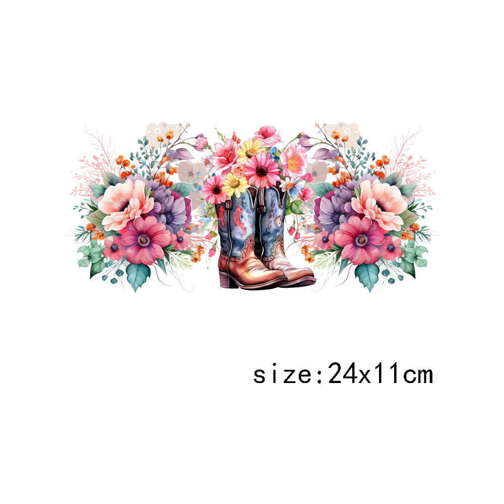 

LETOP 1PCS Colorful Flower With Cowboy Boot Moon Hat Tumblers Waterproof Transfer Stickers UV DTF Cup Wrap Transfers Wholesale