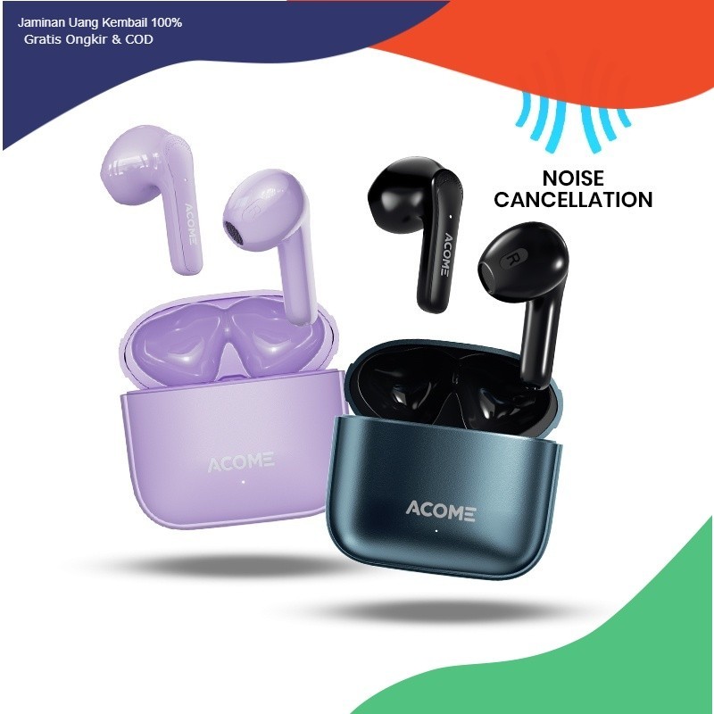 tocao.id x Acome Headset Earphone Bluetooth TWS5.3 ENC Call Noise Reduction 3,5 Gram Ultra Light - G