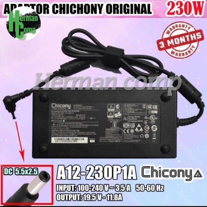 Original Adaptor Chicony A12-230P1A 19.5V 11.8A Dc 5.5*2.5mm 230W