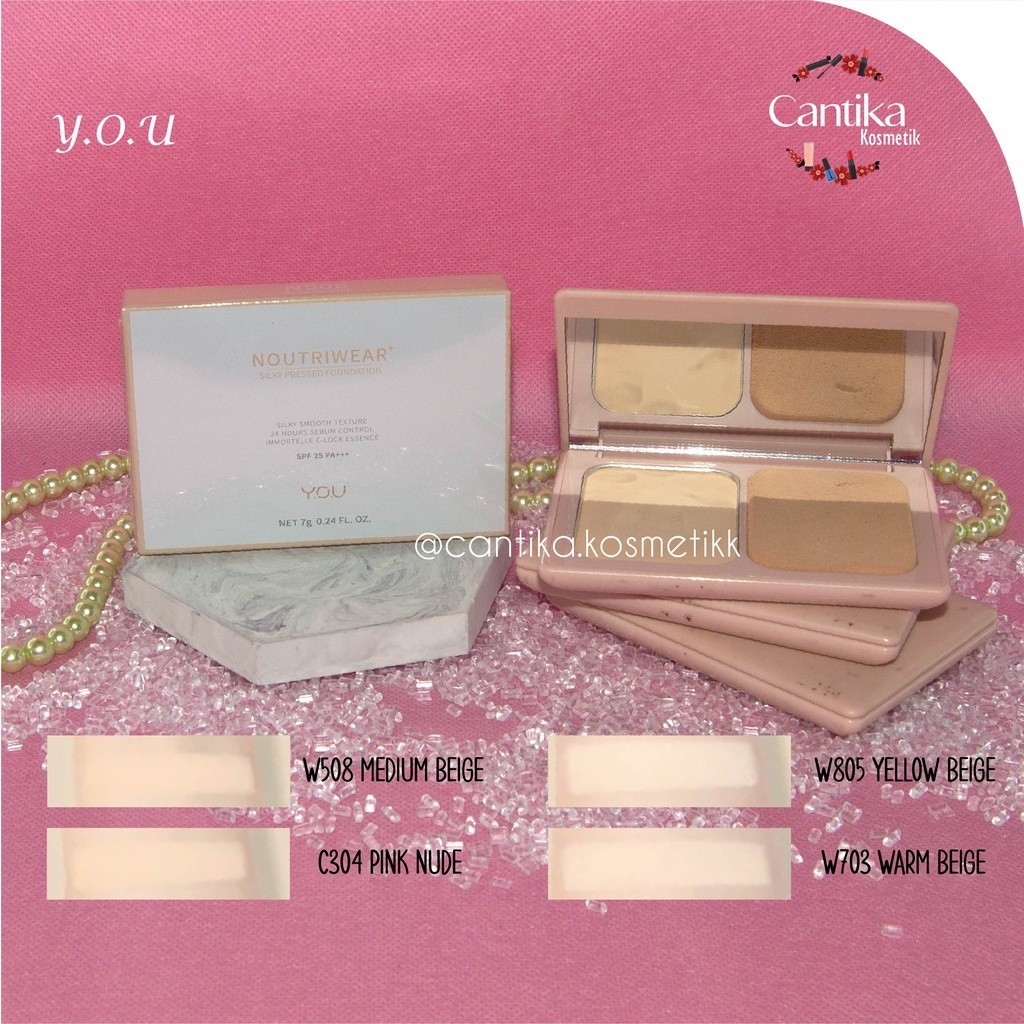 ♥ CANTIKA ♥ Y.O.U nutriwear silky pressed foundation bedak padat full coverage