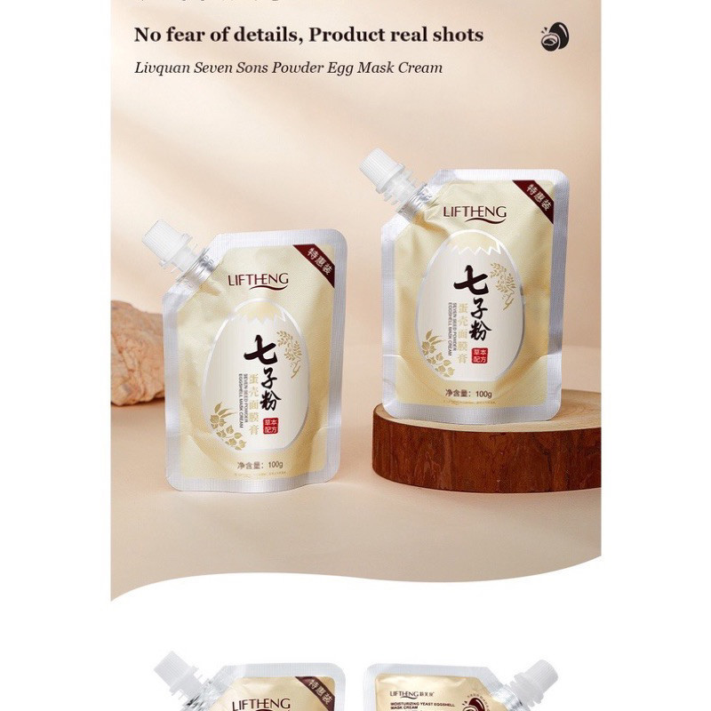 MASKER TELUR LIFTHENG~moisturizing yeast eggshell mask cream(masker wajah telur)