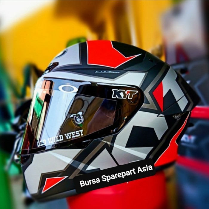 (NEW)- Helm KYT TT Course electron matt red doff paket ganteng - M