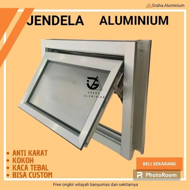 Boven Jendela Aluminium kaca Es 60x 40