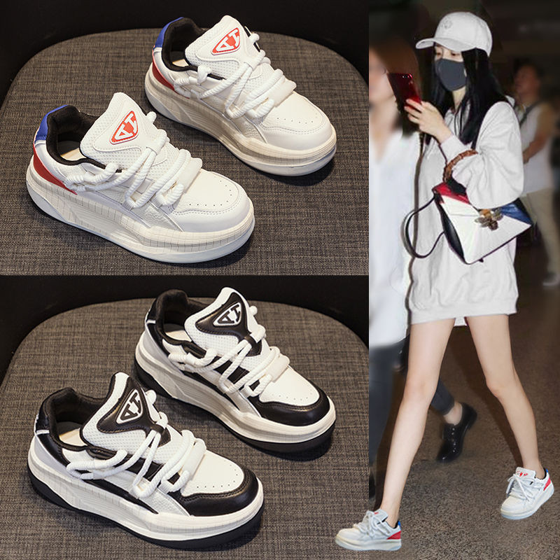 China-Chic Waffle Forrest Gump Shoes Women's New Spring 2024 Thick soled Versatile Daddy Shoes Women