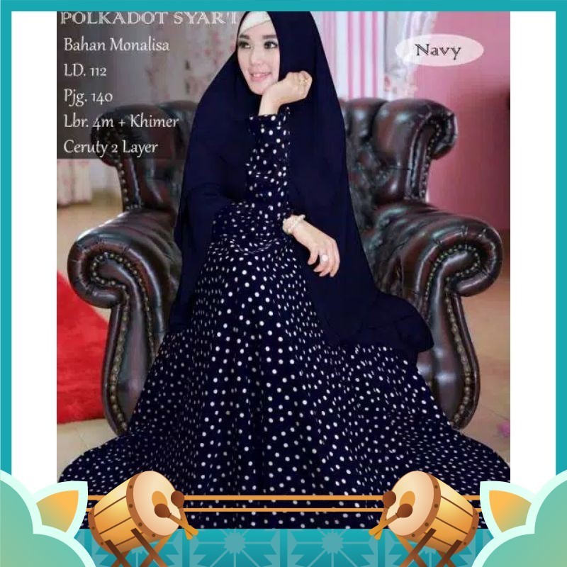 Gamis Dress Lebaran Murah Model Terbaru 2024 / gamis syarii mayung polkadot monalisa set hijab cerut