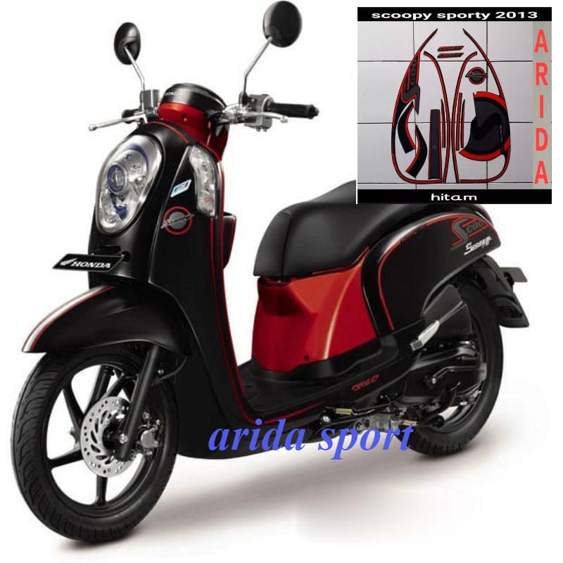 striping stiker   honda scoopy  sporty cw fi 2013 hitam motif striping original scoopy