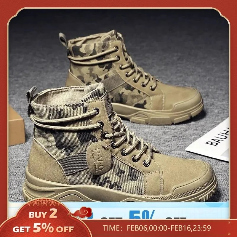 Men's Shoes Camo Martin Boots Men's Autumn/Winter Work Wear Casual Short Boots