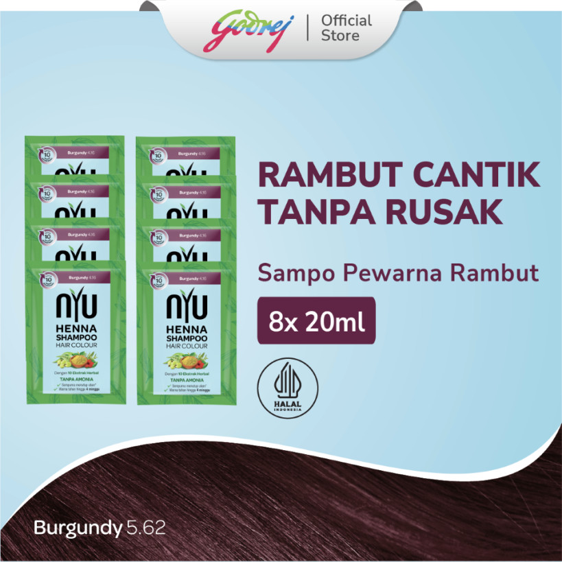NYU Henna Shampoo Hair Colour Burgundy - Sampo Pewarna Rambut - 2 Box Set
