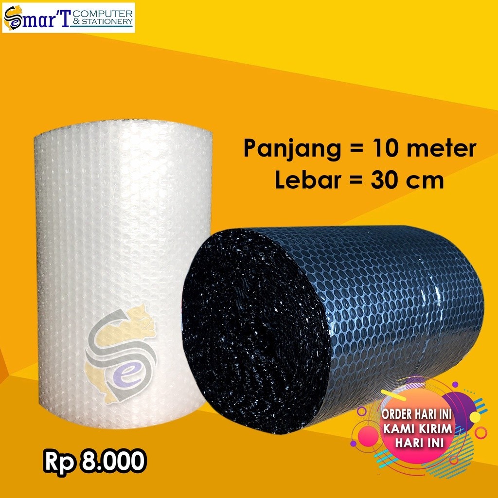 

BUBBLE WRAP BUBLE WRAP ROLL 10M X 30CM , READY WARNA HITAM / PUTIH