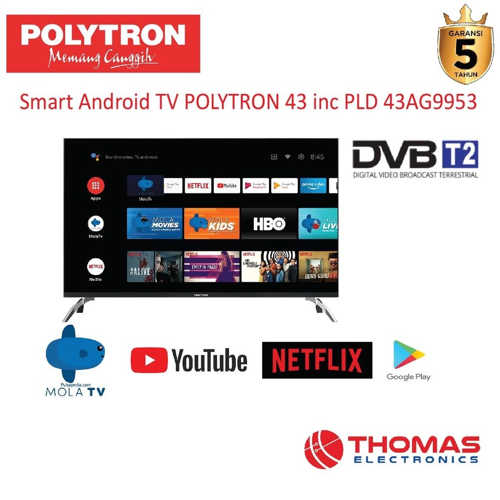promo sale POLYTRON PLD 43 AG 9953 LED 43 inch ANDROID SMART TV PLD43AG9953 Garansi Resmi