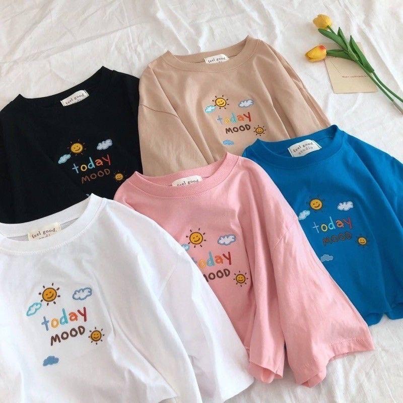 Kaos Oversize Crop Today Mood (LD 106, P 45) atasan crop wanita / baju atasan wanita terbaru crop to