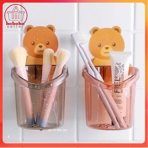 Holder Bear Tempat Sikat Gigi Tempel Dinding Kamar Mandi Odol Brush On Sabun Rak Anak Lucu Karakter