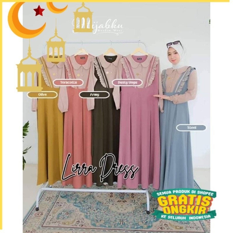 • Lurry Lirra Renda Gamis Wanita Dress Maxy Crinkle Airflow/ bunga bunga polkadot lucu