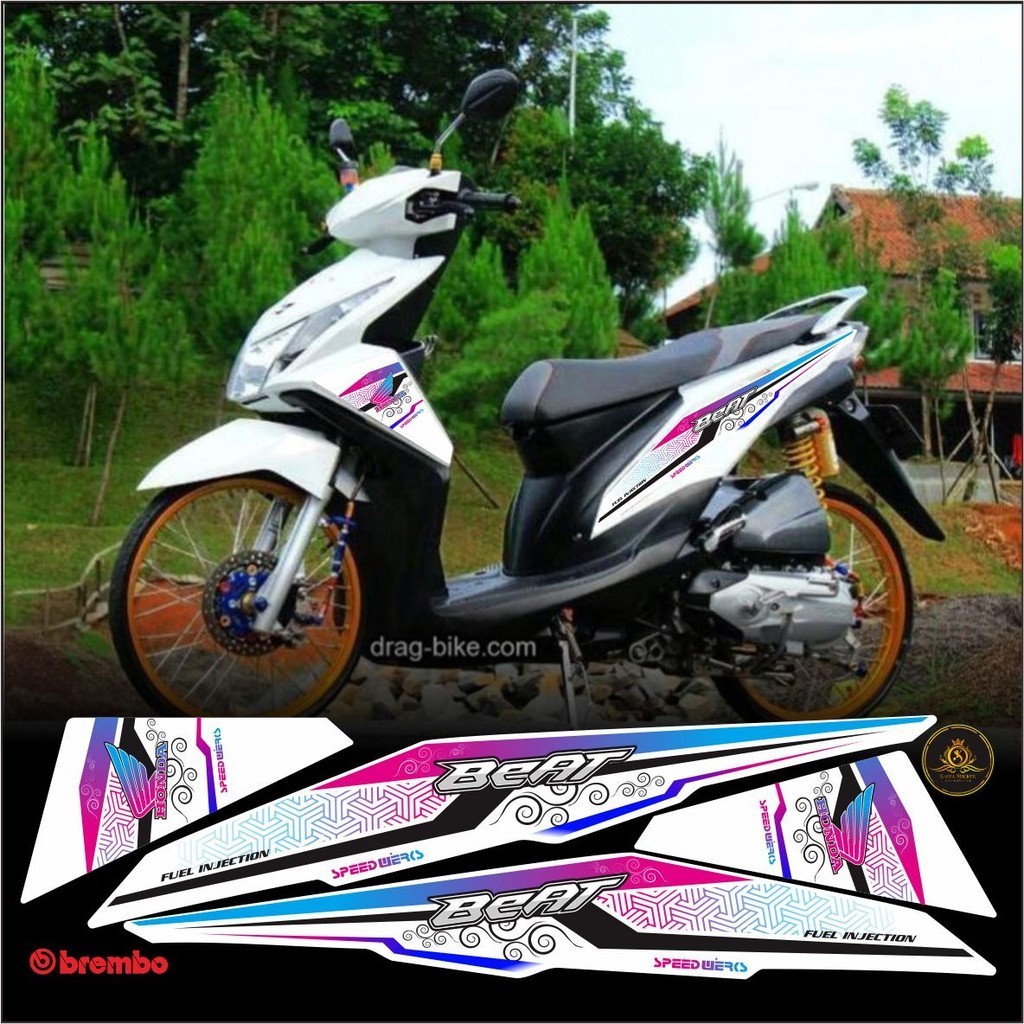 POLET STRIPING BEAT FI INJEKSI STICKER LIST BODY MOTOR BEAT FI STIKER LIST VARIASI PUTIH LIST