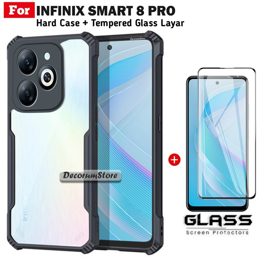 Casing Hp INFINIX SMART 8 PRO Hard Soft Case Acrylic Free Screen Guard Full