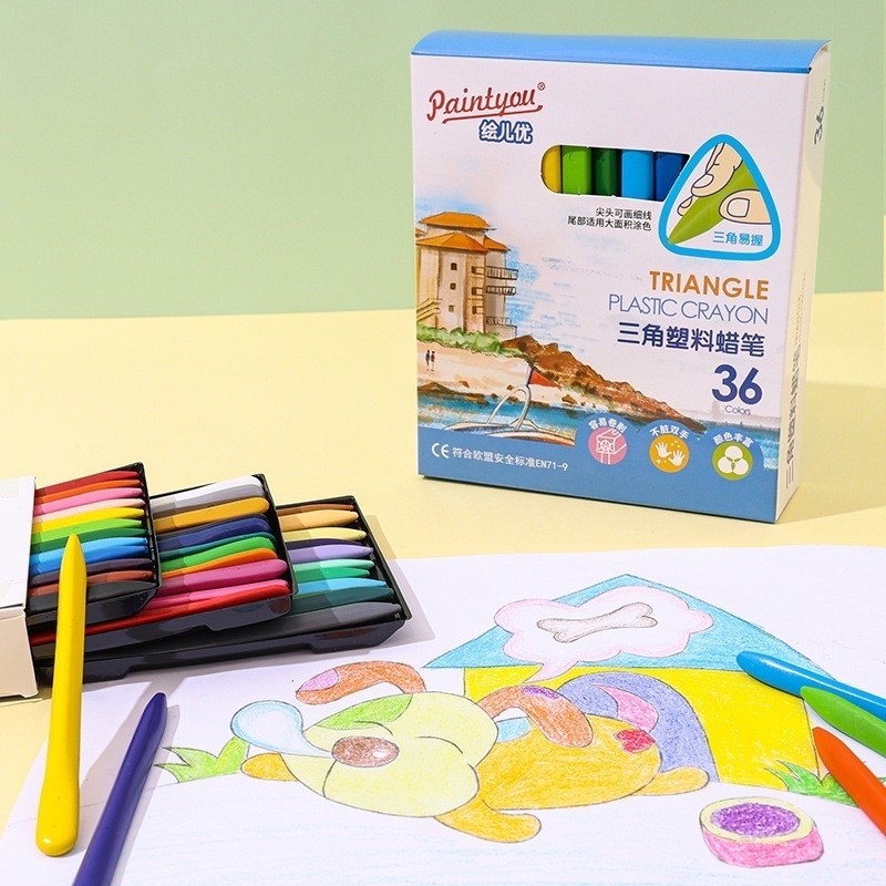 

Crayon Krayon 36 Warna - Plastic Crayon Triangle 36 Colors School Alat untuk menggambar gambar anak KB TK SD SMP cerayon kerayon bukan pensil warna Berkualitas Premium
