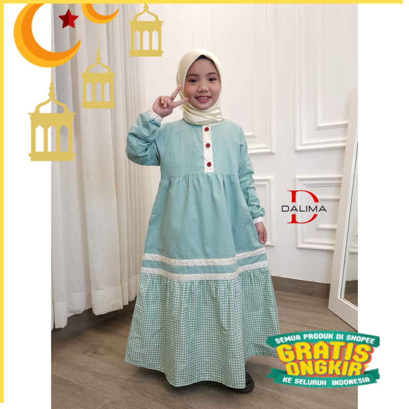 (SIZE XL)GAMIS KATUN KOMBINASI ANAK DALIMA KIDS BY SEMUT/Maron merah bata red anak tanggng