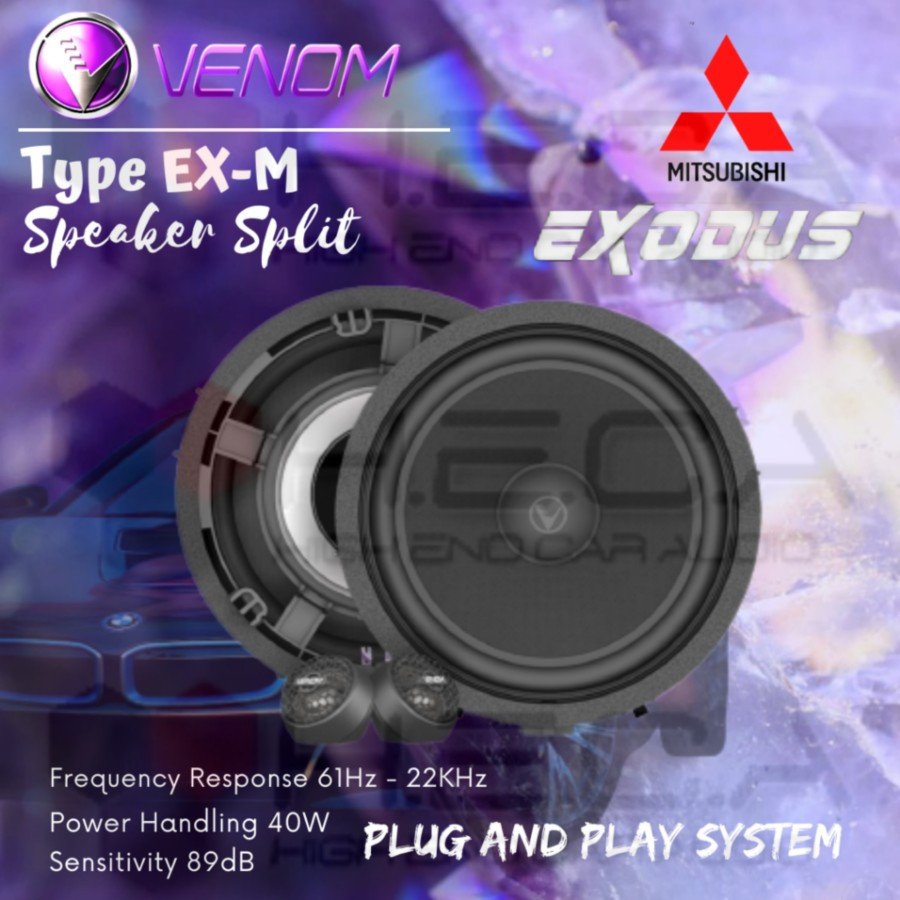 Venom Exodus EX-M for Mitsubishi Speaker Split 2-Way Audio Pintu Mobil