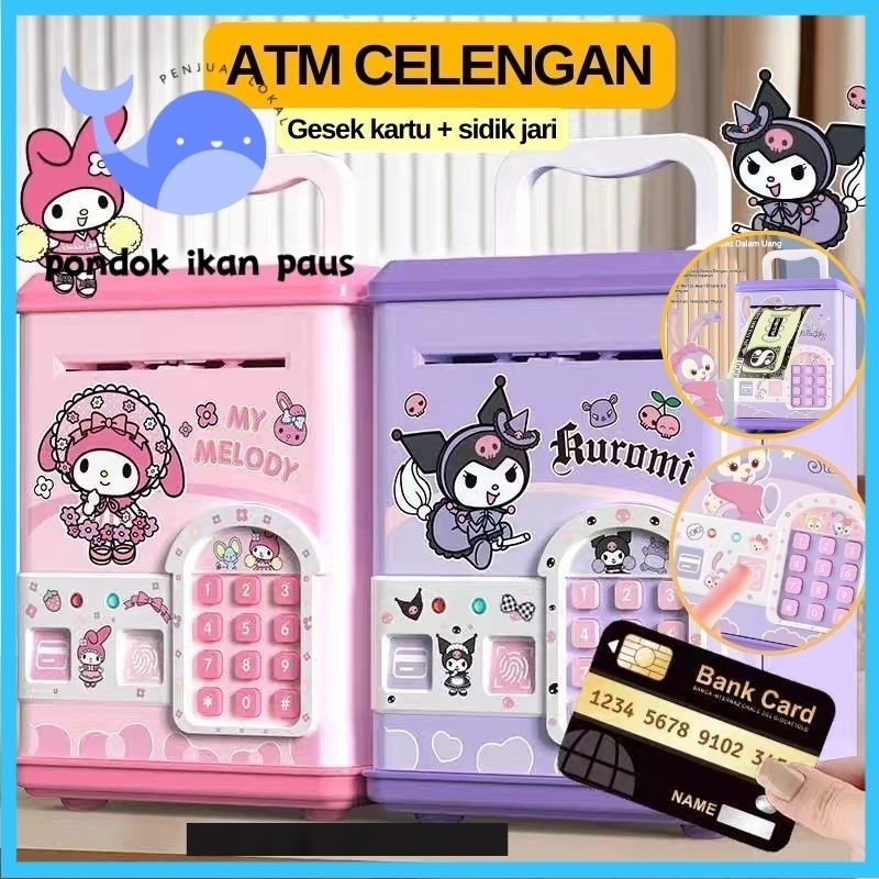 [Pengiriman Jakarta]ATM Celengan Mainan Gesek Kartu Untuk Membuka Pintu Dengan Fingerprint Bank Mesi