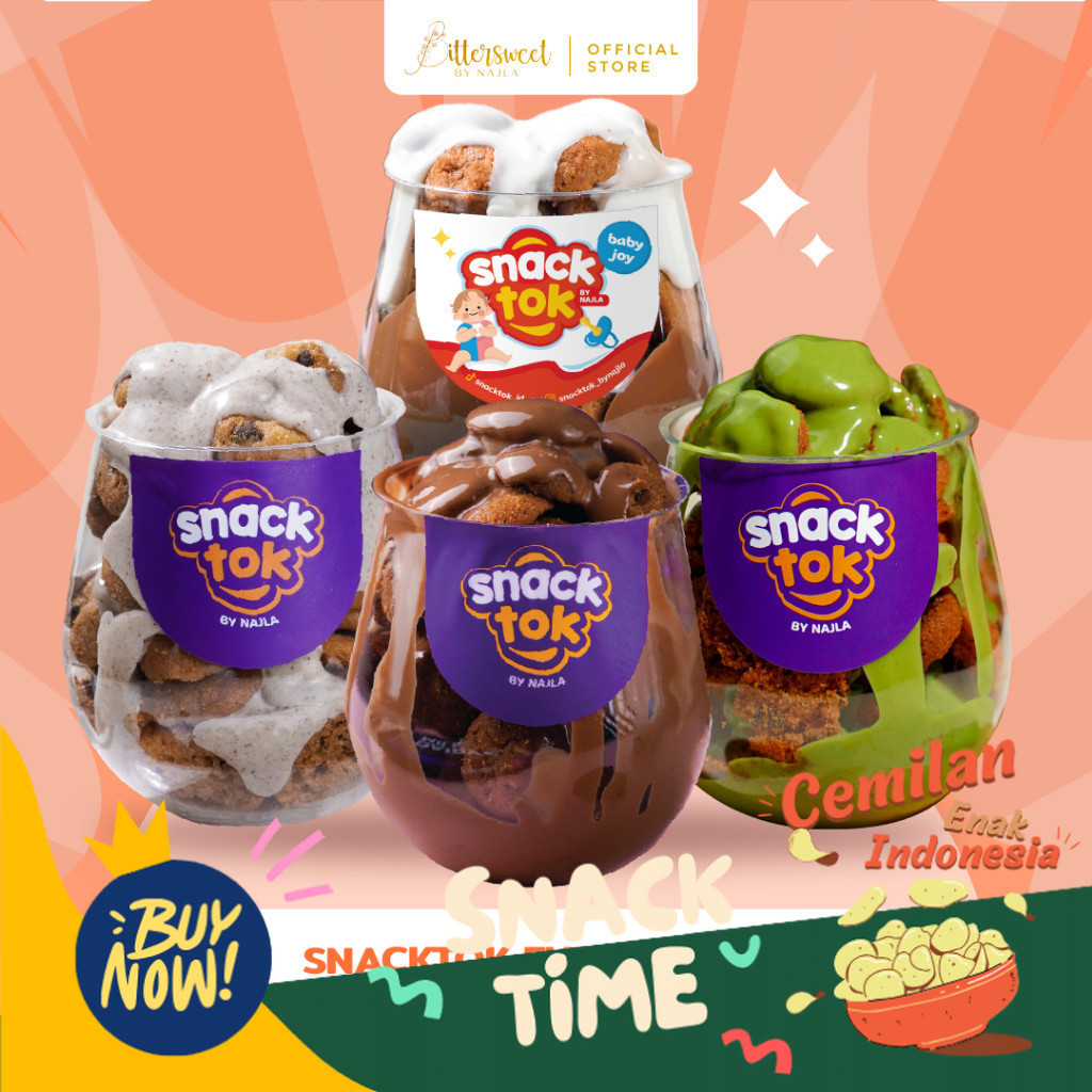 

PROMO SPESIAL Bittersweet by Najla - Bundling 4 Snacktok Full Cookies (Nutella, Matcha, Tiramisu & Baby Joy)