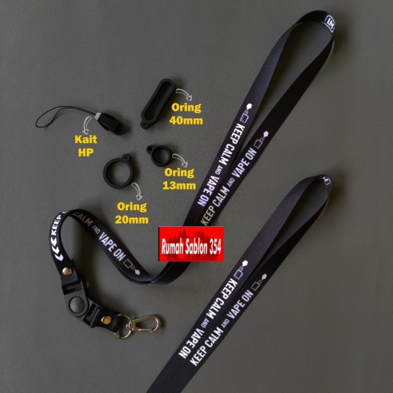 

lanyard KEEP CALM AND VP ON V A P E ON DISTRO gantungan kunci name tag id card kartu nama / tali HANDPHONE leher