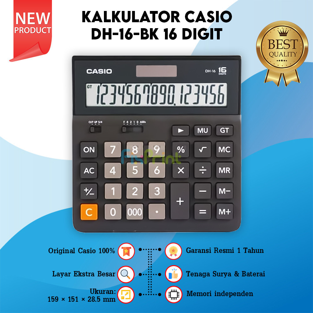 

Casio Kalkulator DH-16 16 Digit, Calculator Desktop DH-16-BK 16 Digits New Original