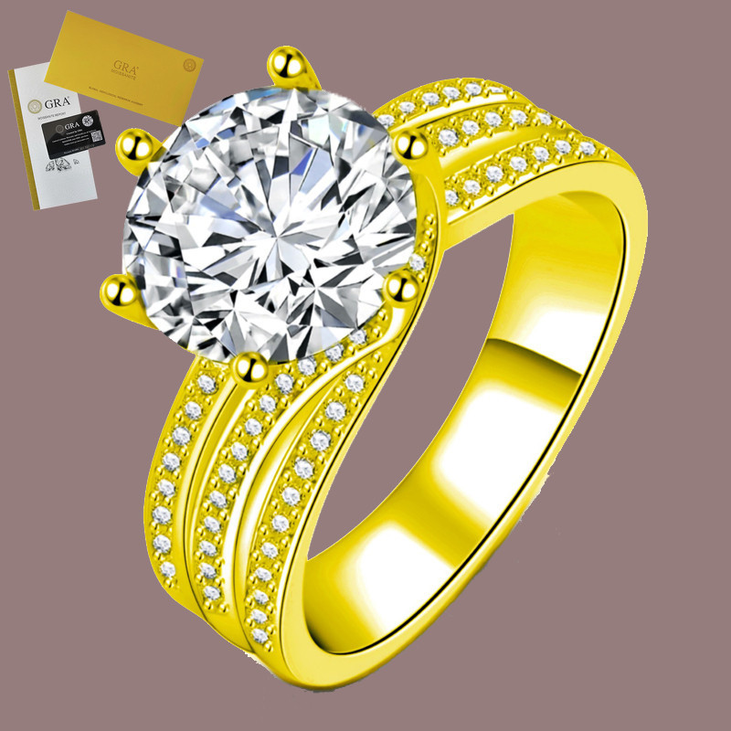 Termasuk Sertifikat GRA Cincin 3 Karat Moissanite 18K Gold