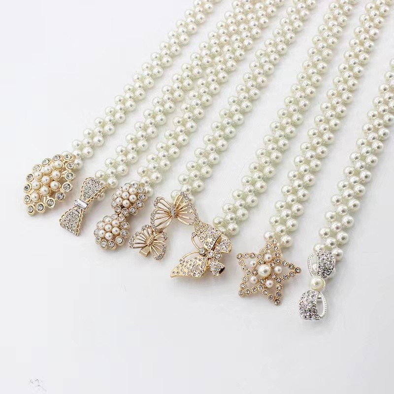 Ikat Pinggang Aura Full Mutiara Imitasi Terbaru Style Women Pearl Belt - Gesper Mutiara Keren