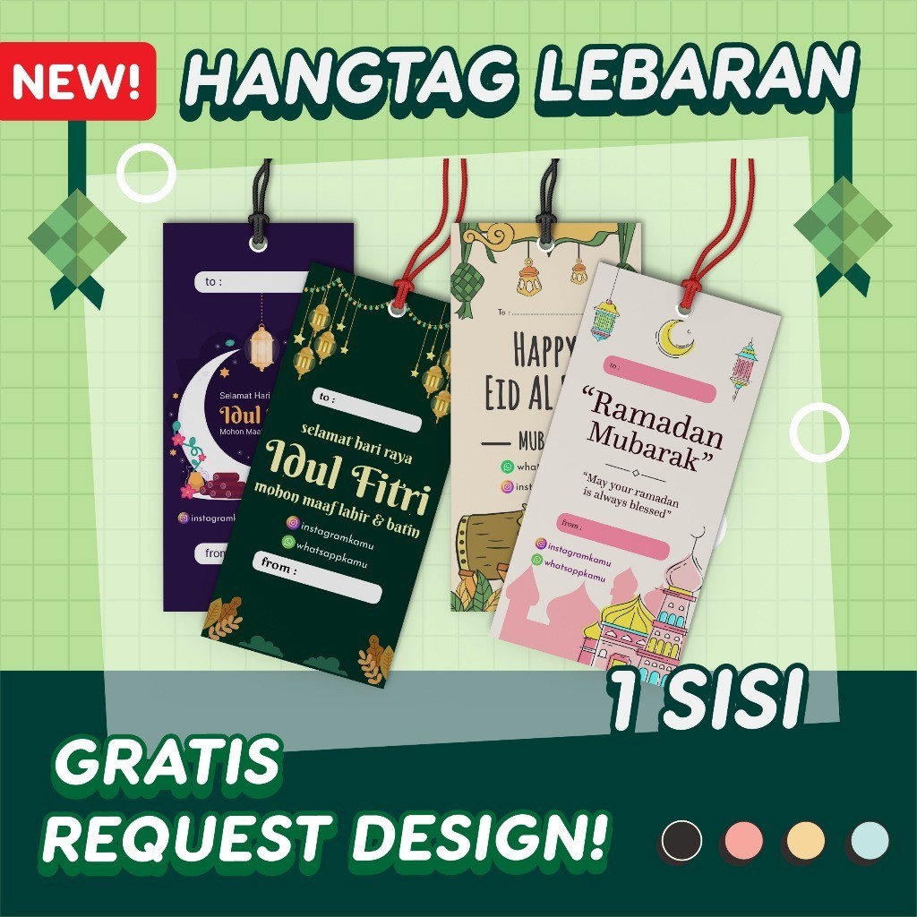 

Ready Hang Tag Idul Fitri Lebaran Custom 1 Sisi | Label Hampers Free Design