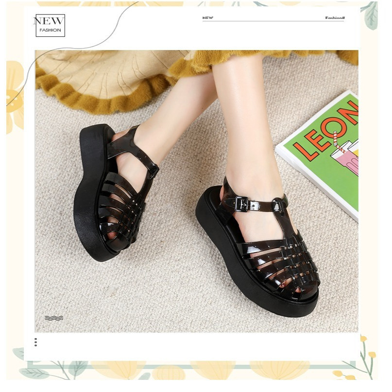 Sepatu Sandal Wanita Wedges | Sepatu Sandal Jelly Wedges Tinggi 5 CM | Sepatu Platform Hak | Heels P