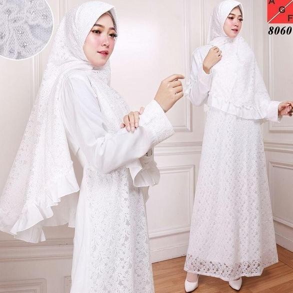 promosi toko Baju Gamis Wanita Jumbo Gamis Brukat Syari Putih Umroh Busana Muslim