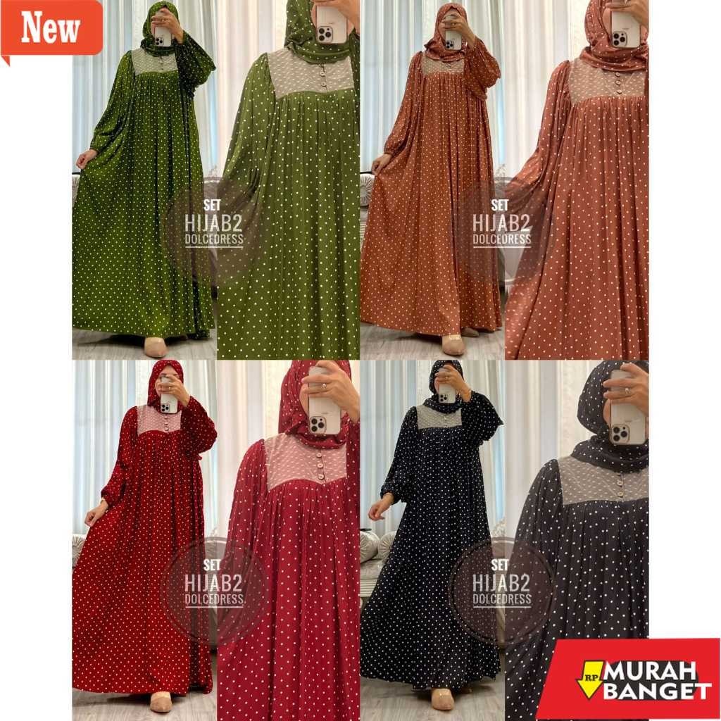 BAJU TIMUR TENGAH WANITA UNTUK LEBARAN- Daster Arab Set HIjab2 by Dolce Dress