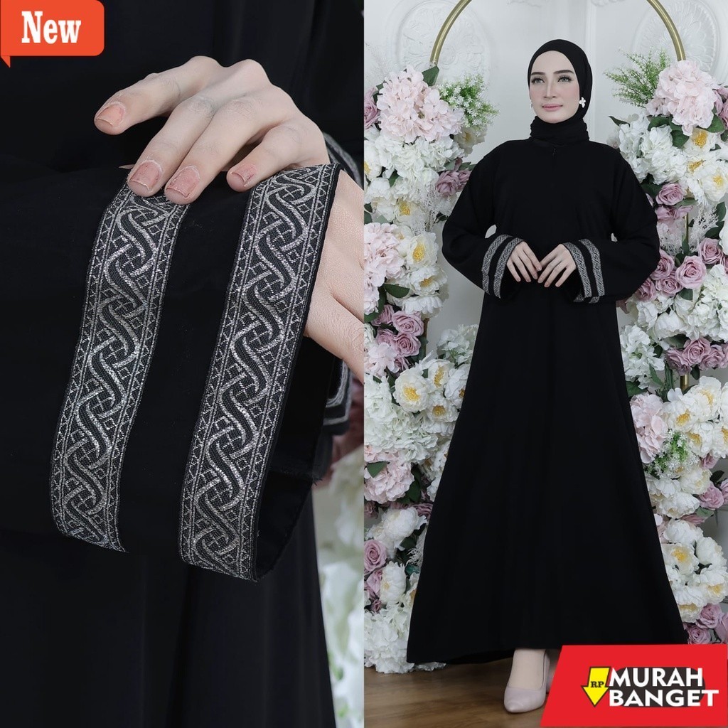 BAJU TIMUR TENGAH UNTUK LEBARAN- Gamis Terbaru Abaya Hitam Jetblack Athifah BUSUI Abaya Turkey Polos
