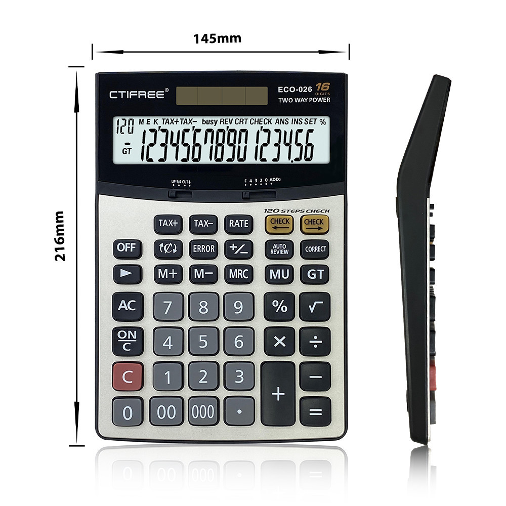 

CTIFREE Kalkulator Listrik Tombol Besar Kalkulator Surya 16 Digit Logo Meja Atas Kalkulator Layar Lcd untuk Bisnis