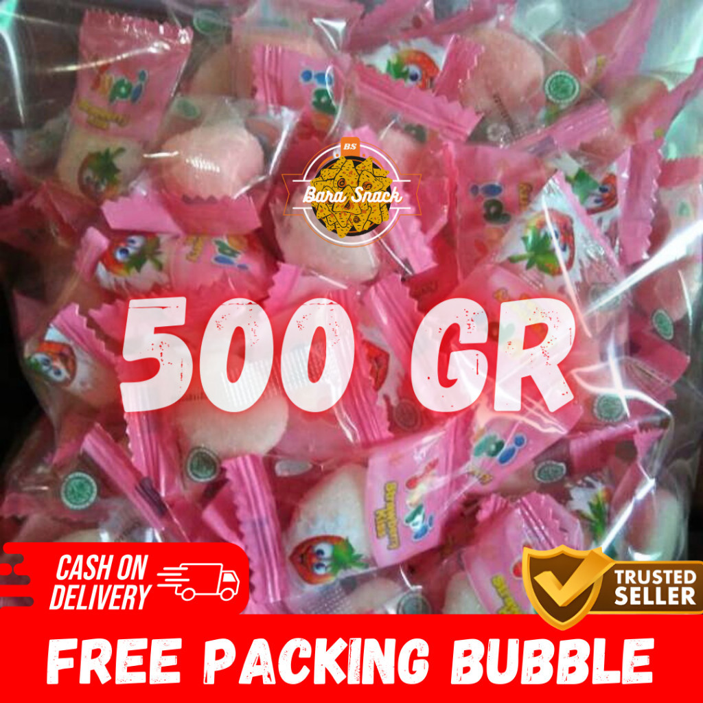 

[ 500gr ] Permen Yupi Strawberry Kiss Premium / Camilan Snack Kiloan Murah -B