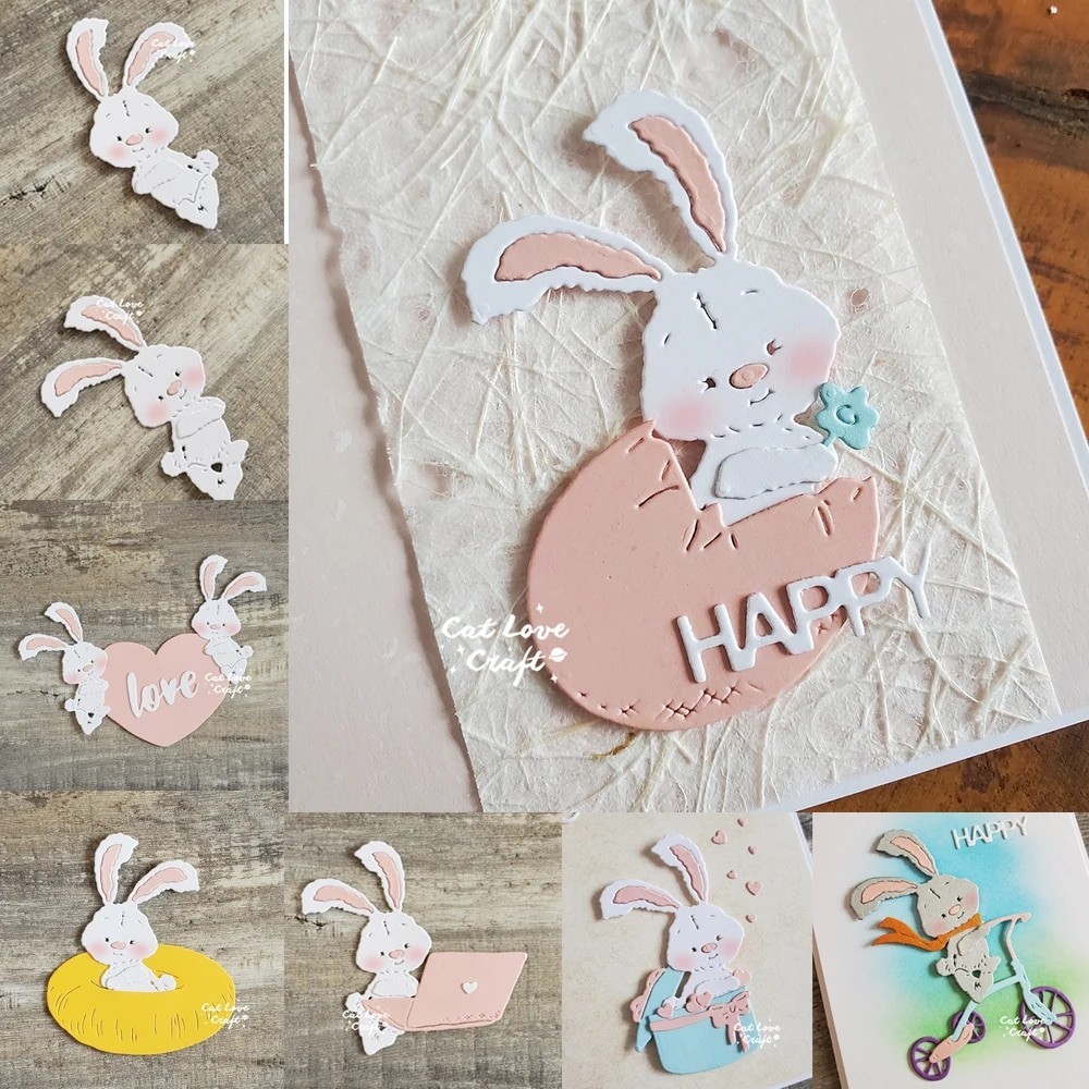 

Catlove Rabbit Bunny Easter Collection Metal Cutting Dies Scrapbooking Stencil Die Cuts Card Making DIY Craft Embossing New Dies