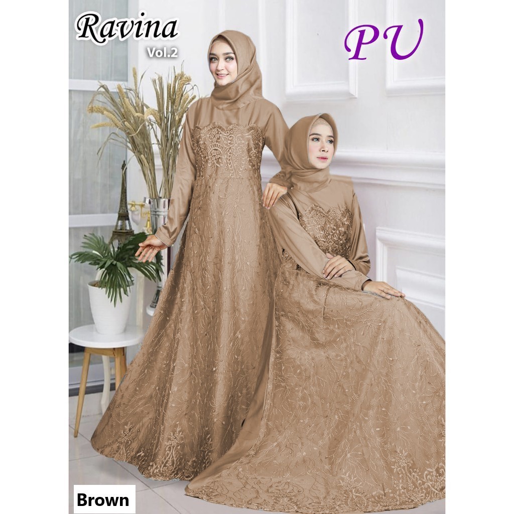TERBARU [ COD ] TERMURAH GAMIS PESTA TILE RAVINA DRES / GAUN PESTA MUSLIM READY SERAGAMAN BRUKAT TIL