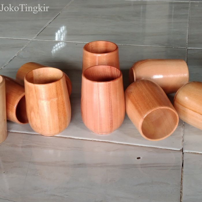 

Gelas Kayu Mahoni P10 Cm / Gelas Kayu 2 Model - Glas 10cm Lurus murah