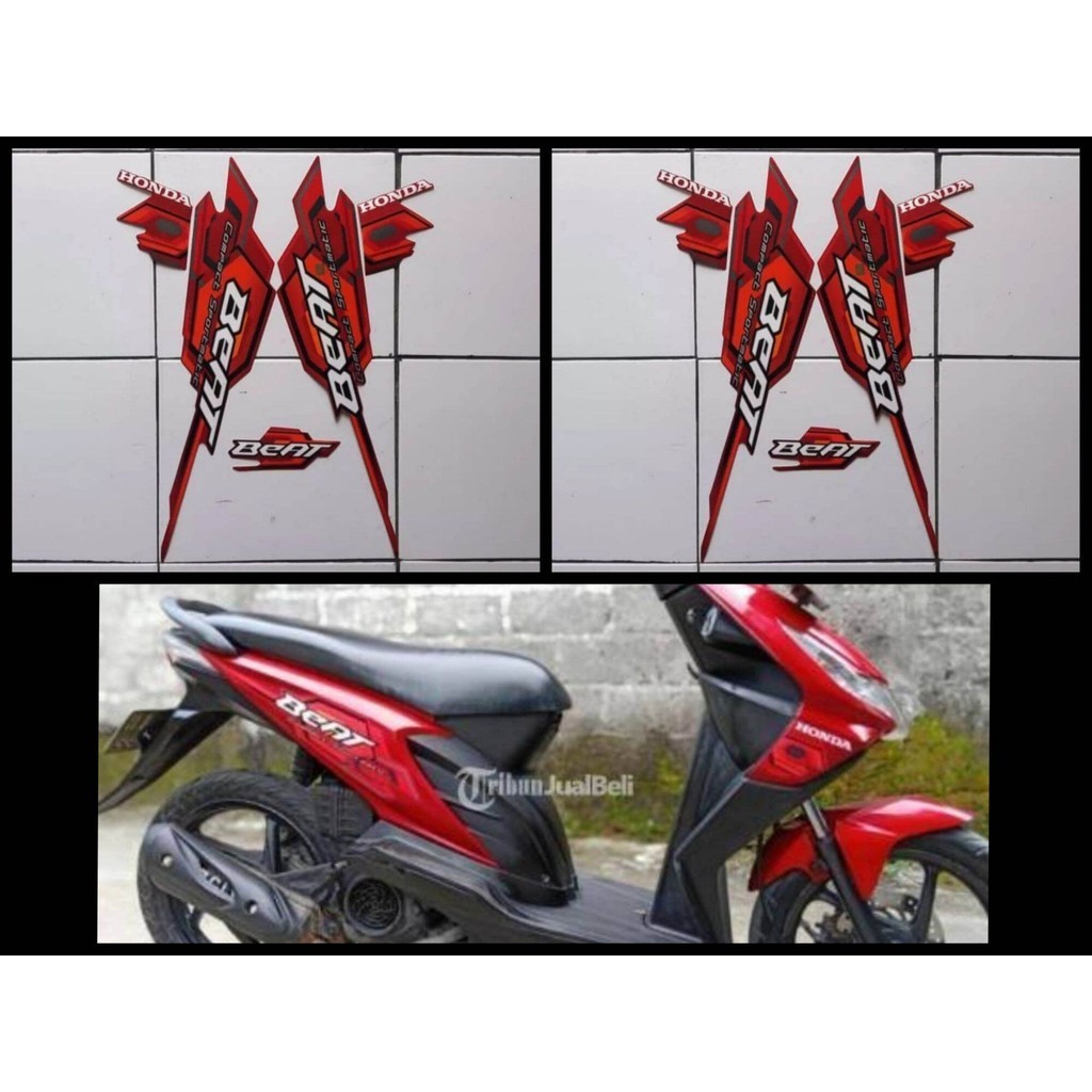 STICKER STRIPING LIS LES POLET BODY MOTOR HONDA BEAT KARBU 2008 MERAH