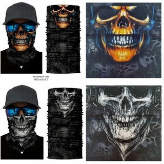 Masker baf bandana dewasa cowok cewek multifungsi warna hitam polos tengkorak dan loreng bisa untuk 