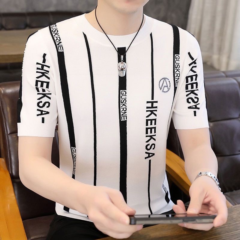 Atasan Kaos Polo Pria Original Polo Salur Second Ice Silk Men's T-shirt Striped