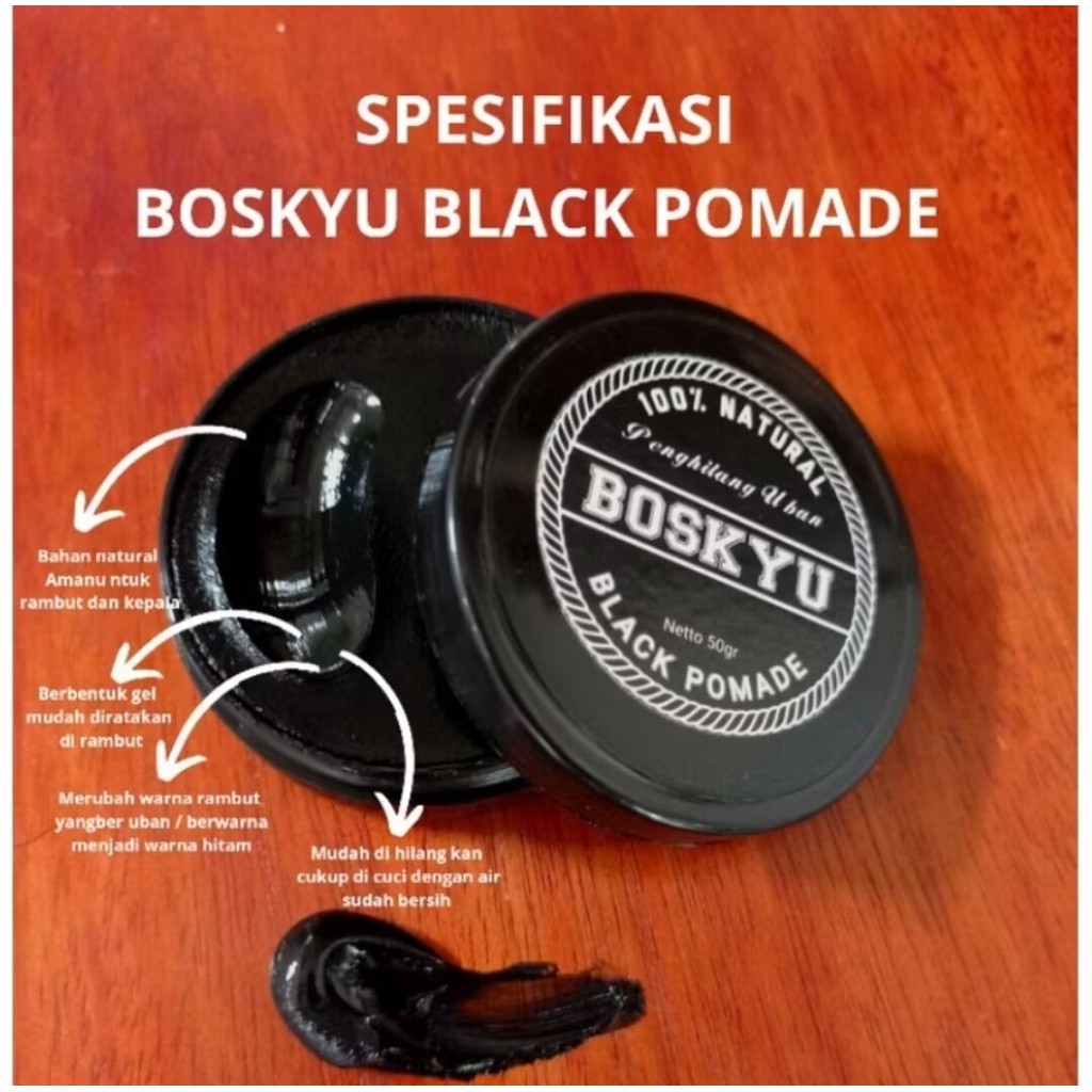 Boskyu black pomade penghilang uban penyamar rambut putih (COD)
