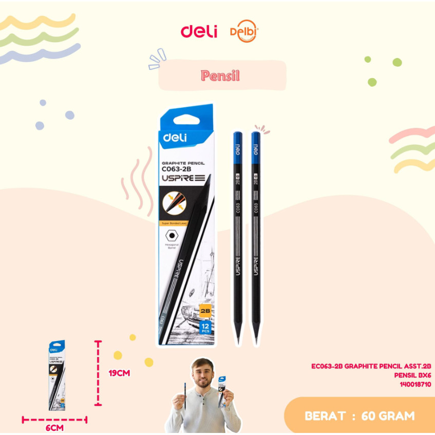 

DELI C063 2B PENSIL GRAPHITE DELI EC063-2B GRAPHITE PENCIL ASST.2B PENSIL