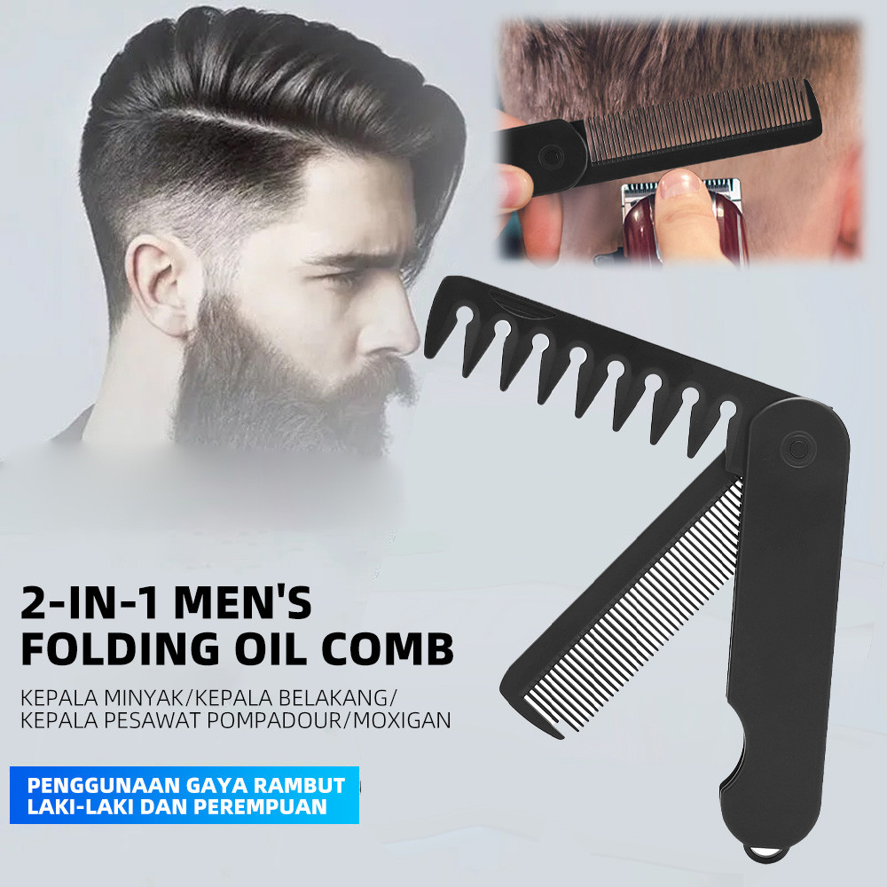 Sisir Saku Lipat Plastik Pria Portable Sisir Rambut Lipat Kecil Folding Comb Sisir Barbershop Salon 