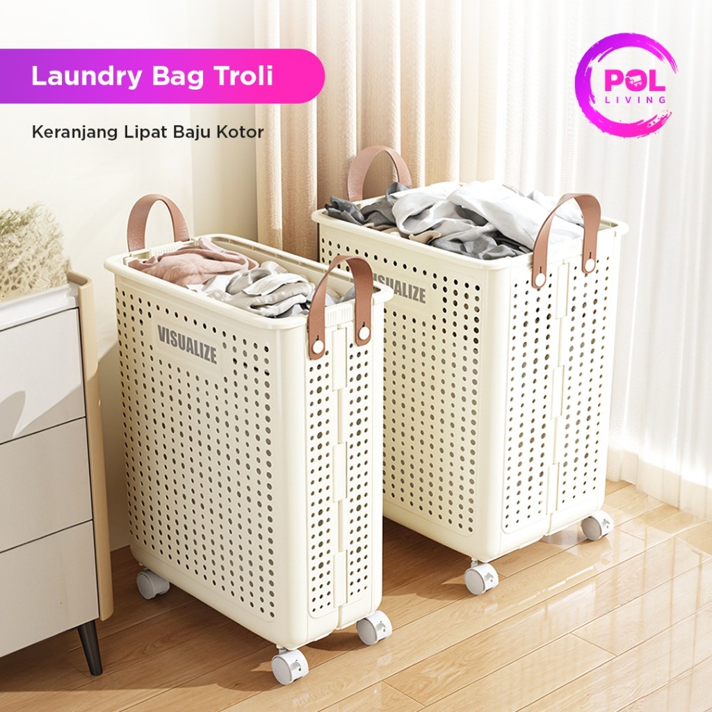 UJ70 [POL] COD Keranjang Laundry Lipat Portable Plastik | Laundry Bag | Keranjang Cucian | Keranjang