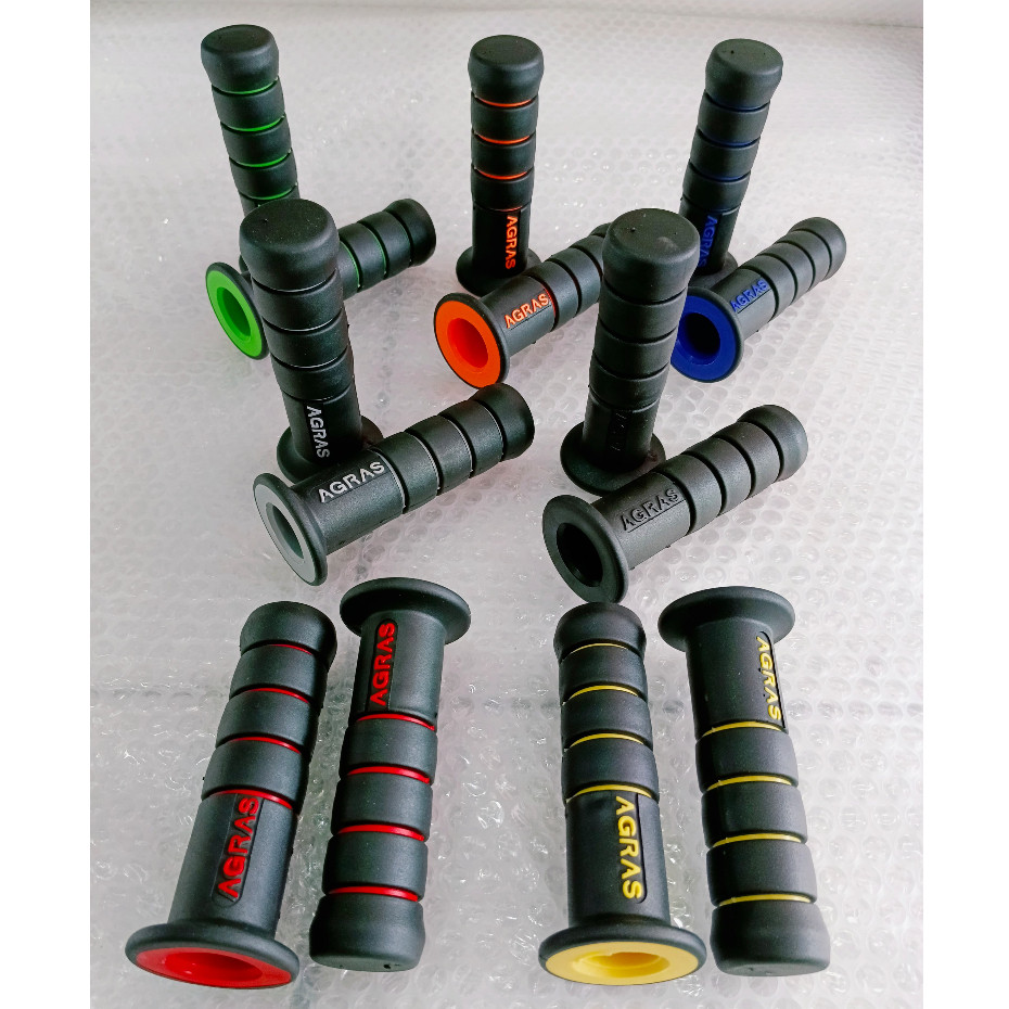 HANDGRIP MOTOR AURORA HANDFAT KARET POLOS VARIASI RETRO HIJAU BIRU ORANGE MERAH KUNING GREY HITAM AG