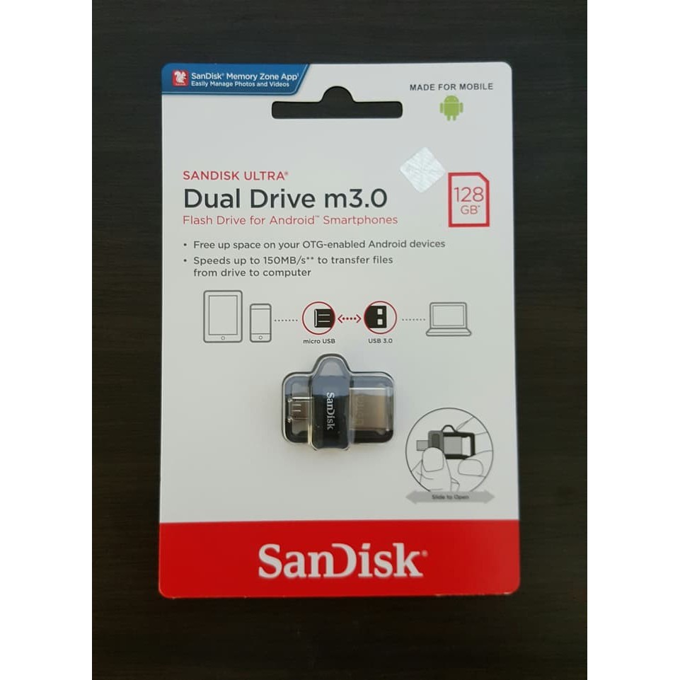 Flash disk OTG Micro Sandisk M3 - 128GB (DUAL DRIVE USB 3.0) (SDDD3)